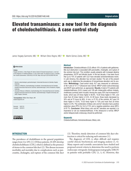 A New Tool for the Diagnosis of Choledocholithiasis. a Case Control Study