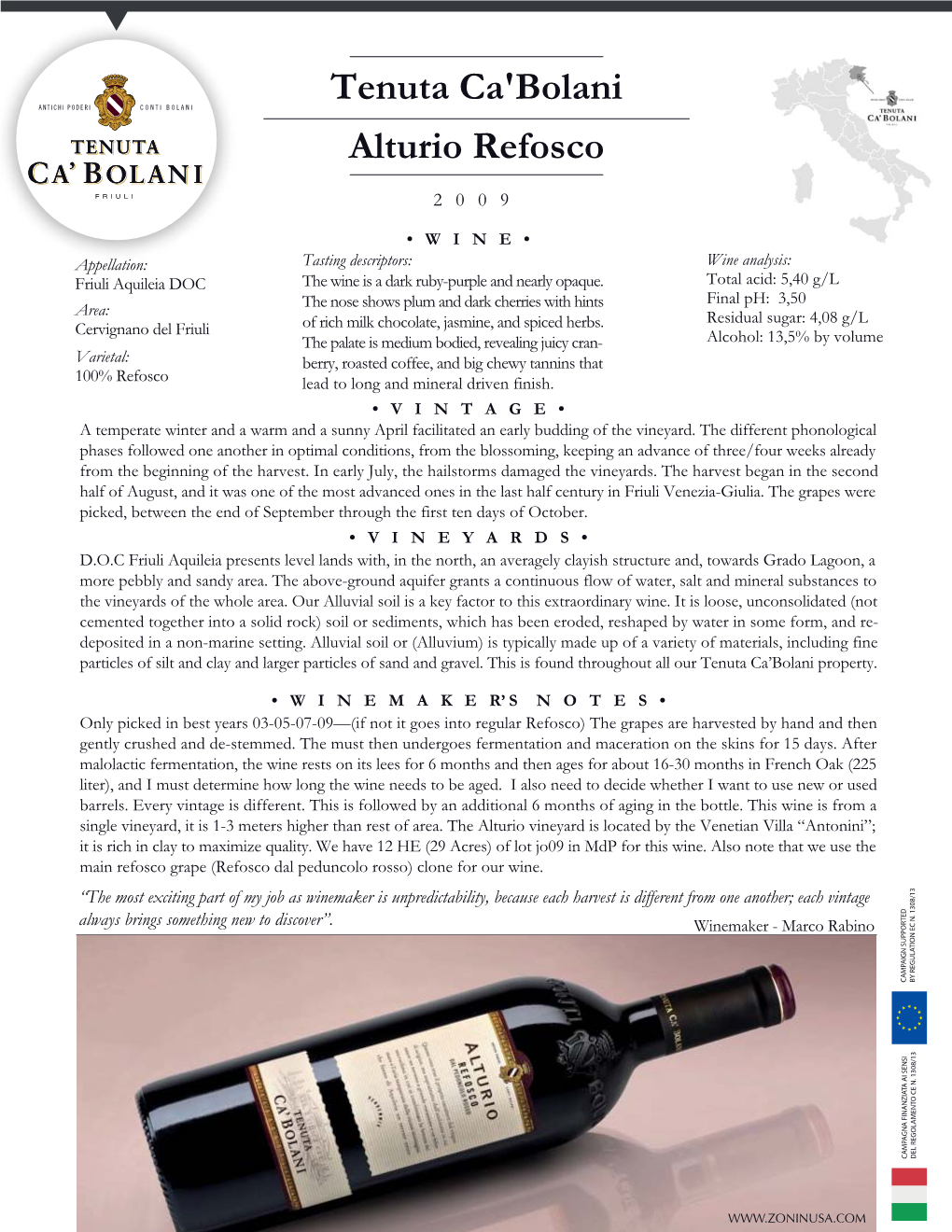 Tenuta Ca'bolani Alturio Refosco