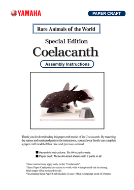 Thank You for Downloading This Paper Craft Model of the Coelacanth. By