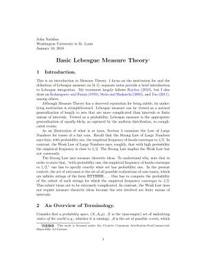 Basic Lebesgue Measure Theory1