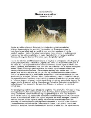Wolves in Our Midst September 2015