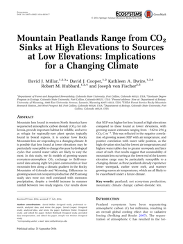 Mountain Peatlands Range from CO2 Sinks at High Elevations to Sources at Low Elevations: Implications for a Changing Climate