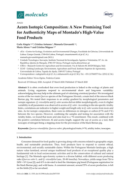 Acorn Isotopic Composition: a New Promising Tool for Authenticity Maps of Montado’S High-Value Food Products