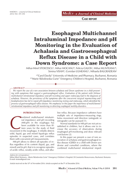 Esophageal Multichannel Intraluminal Impedance and Ph
