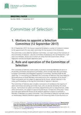 Committee of Selection by Richard Kelly