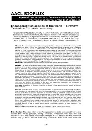 Endangered Fish Species of the World–A Review