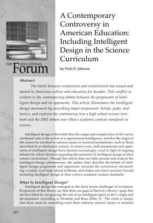 Including Intelligent Design in the Science Curriculum by Vicki D