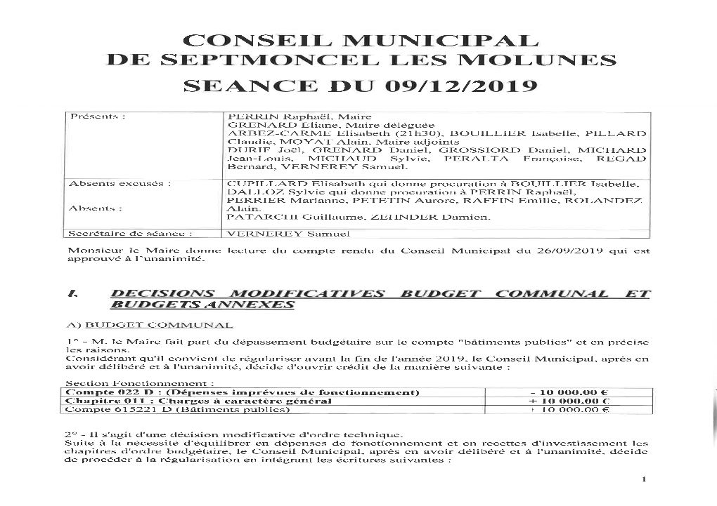 Conseil Municipal De Septmoncel Les Molunes Seance Du O9ii2i2o19