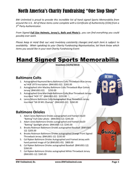 Hand Signed Sports Memorabilia from Around the U.S