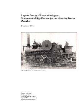 Hornsby Steam Tractor Statement of Significance