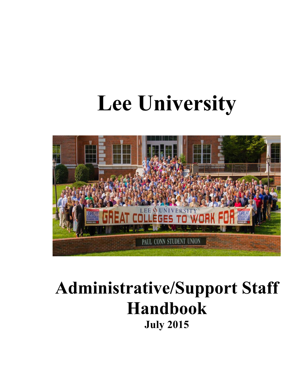 Lee University Administrative/Support Staff Handbook