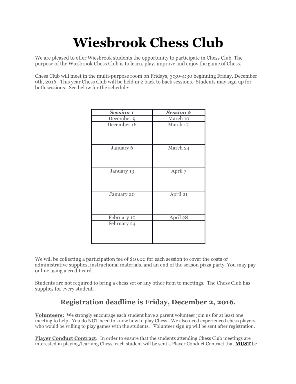 Wiesbrook Chess Club