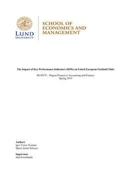 The Impact of Key Performance Indicators (Kpis) on Listed European Football Clubs