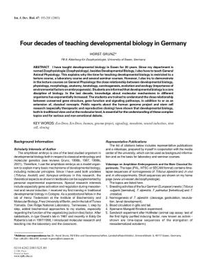 Four Decades of Teaching Developmental Biology in Germany