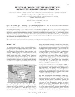 The Annual Cycle of Southern Giant Petrels Macronectes Giganteus in East Antarctica