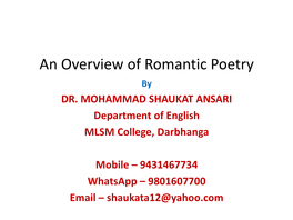 Romantic Poetry by DR