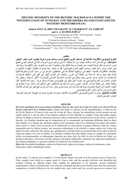 Specific Diversity of the Benthic Macrofauna Within the Western Coast of Tunis Bay and the Djerba Island Coast (South- Western Mediterranean)