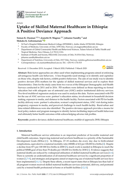 Uptake of Skilled Maternal Healthcare in Ethiopia: a Positive Deviance Approach