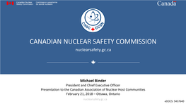 Presentation to the Canadian Association of Nuclear Host Communities