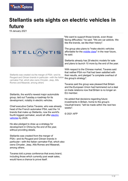 Stellantis Sets Sights on Electric Vehicles in Future 19 January 2021