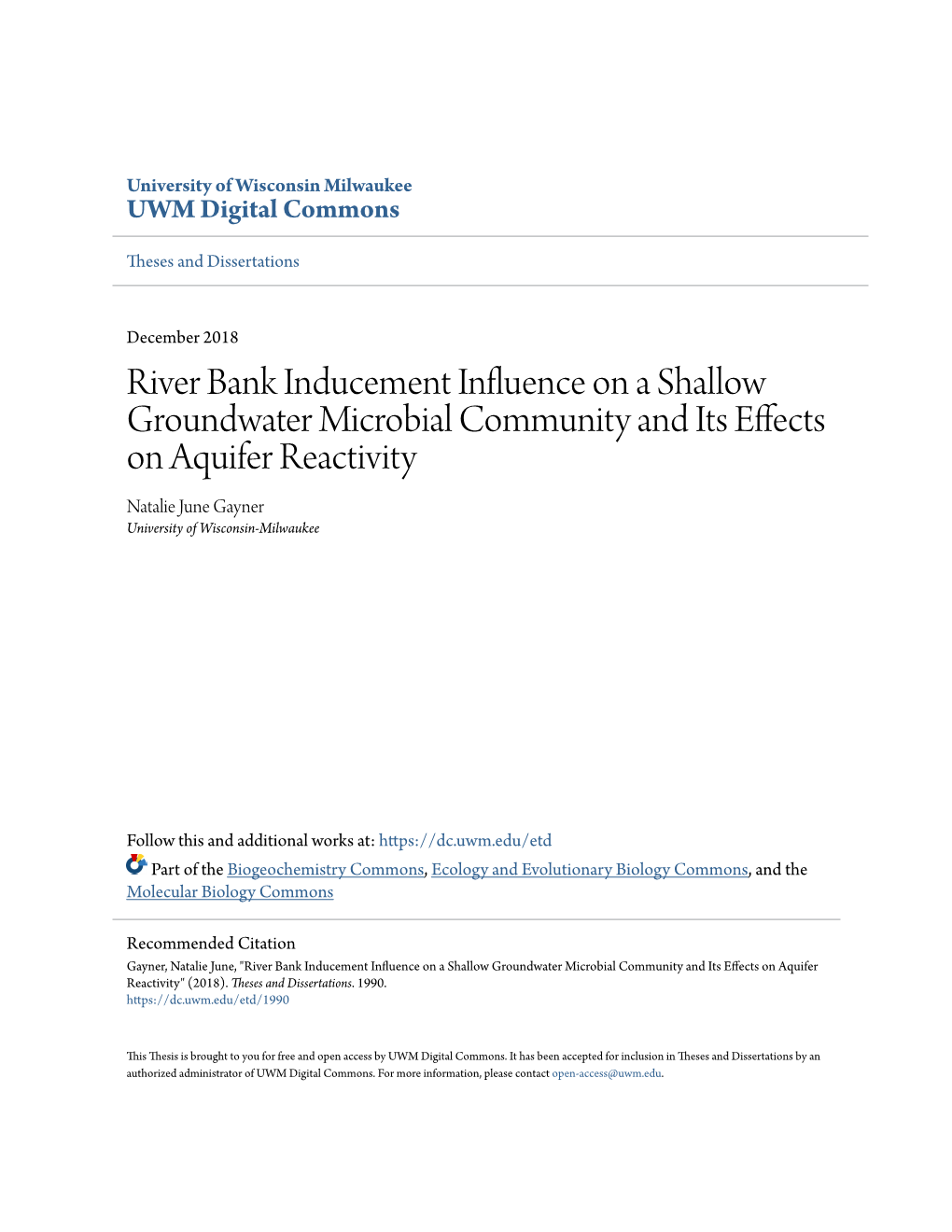 River Bank Inducement Influence on a Shallow Groundwater Microbial Community and Its Effects on Aquifer Reactivity