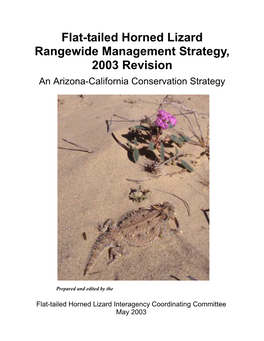 Flat-Tailed Horned Lizard Rangewide Management Strategy, 2002 Revision