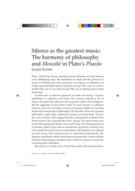 Silence As the Greatest Music: the Harmony of Philosophy and Mousikê in Plato’S Phaedo �����฀�����
