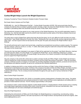 Curtiss-Wright Helps Launch the Wright Experience
