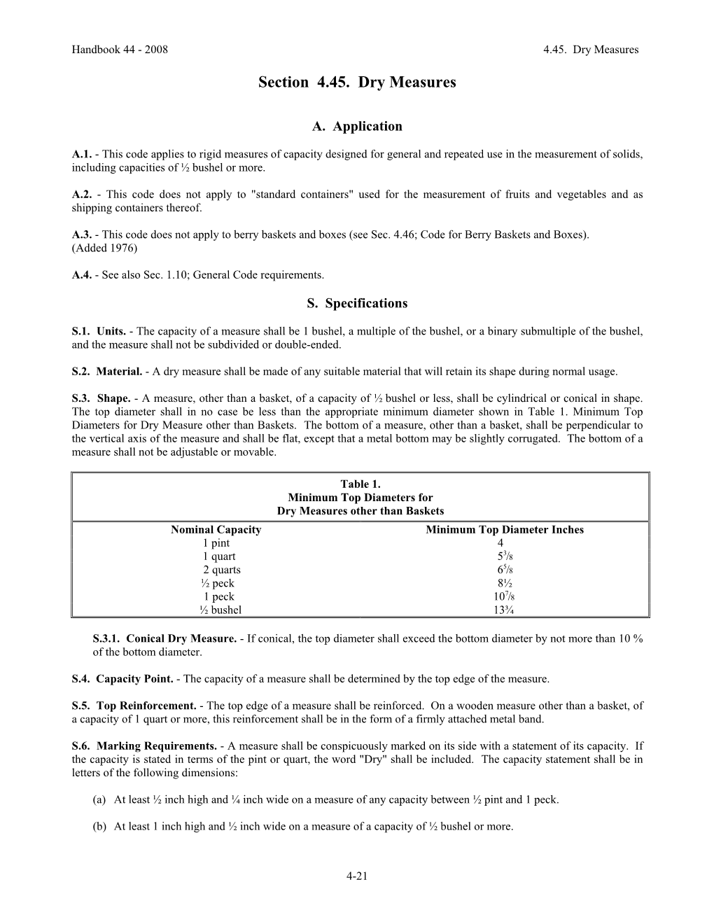 Section 4.45. Dry Measures