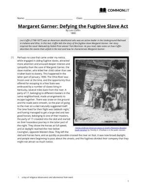 Margaret Garner: Defying the Fugitive Slave Act by Levi Coffin 1880
