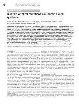 Biallelic MUTYH Mutations Can Mimic Lynch Syndrome