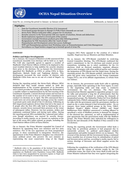 Final OCHA Nepal Situation Overview-January 2008