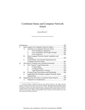 Combatant Status and Computer Network Attack