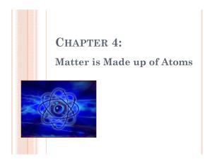 Matter Is Made up of Atoms ATOMS & THEIR STRUCTURE Aristotle Thought Matter Was Made of Air, Earth, Fire and Water
