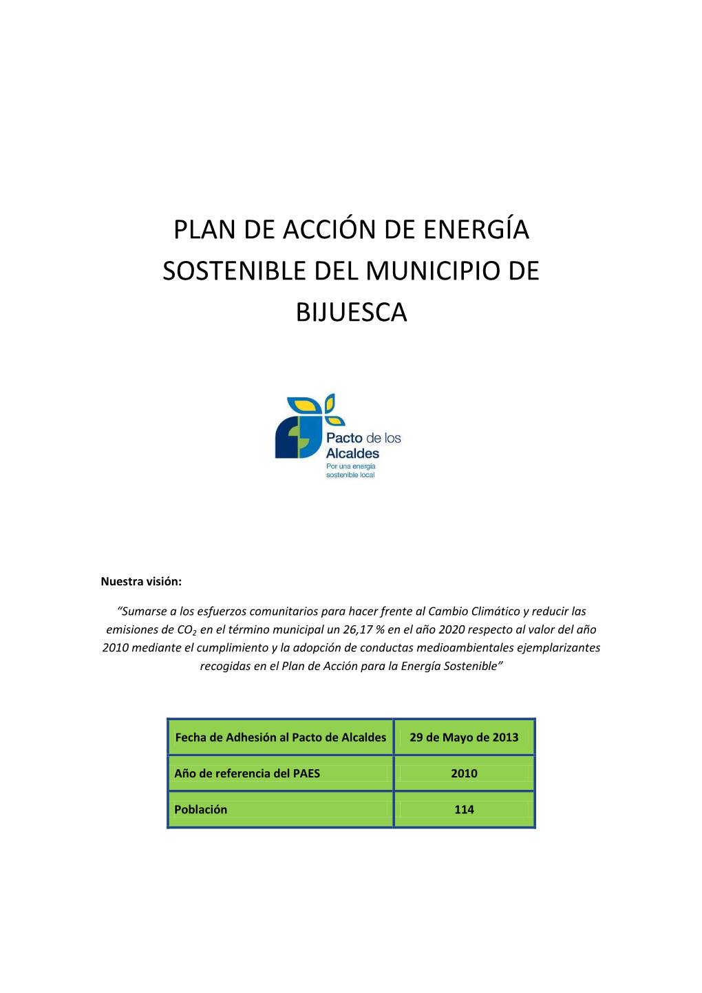 Plan De Acción De Energía Sostenible Del Municipio De Bijuesca