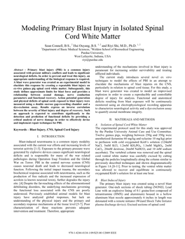 Modeling Primary Blast Injury in Isolated Spinal Cord White Matter