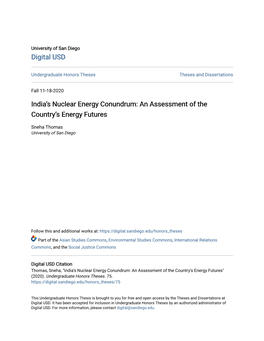 India's Nuclear Energy Conundrum: an Assessment of the Country's