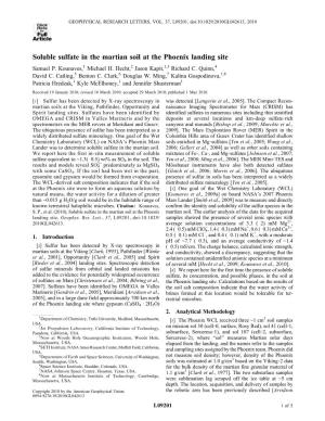 Soluble Sulfate in the Martian Soil at the Phoenix Landing Site Samuel P