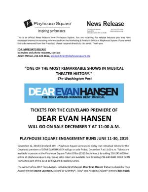Dear Evan Hansen Will Go on Sale December 7 at 11:00 A.M