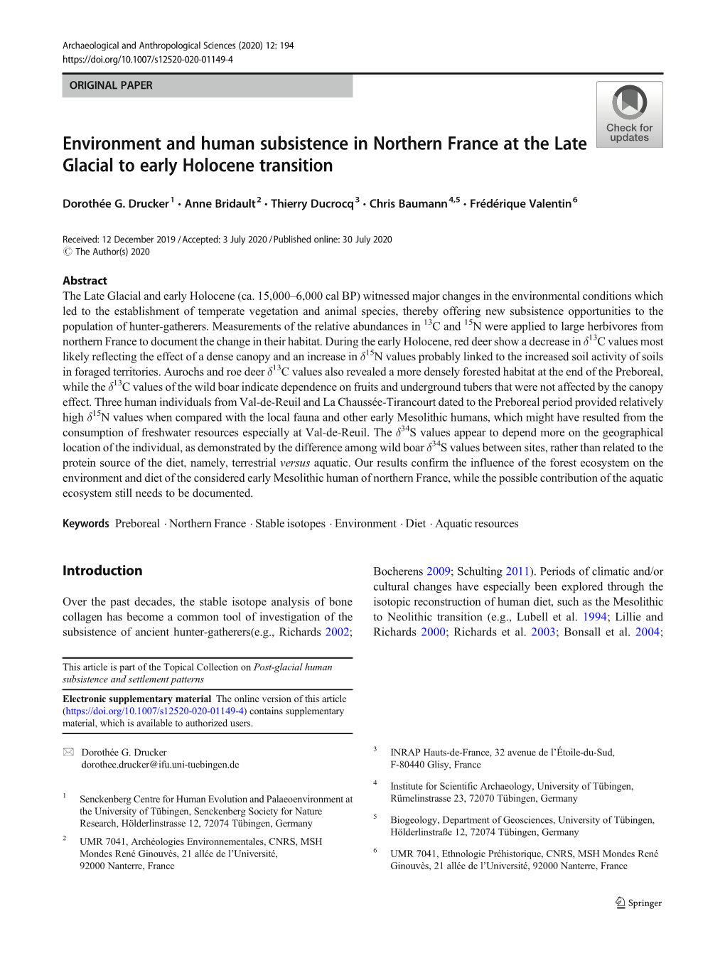 Environment and Human Subsistence in Northern France at the Late Glacial to Early Holocene Transition