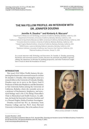 The Nai Fellow Profile: an Interview with Dr. Jennifer Doudna