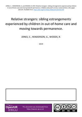 Sibling Estrangements Experienced by Children in Out-Of-Home Care and Moving Towards Permanence