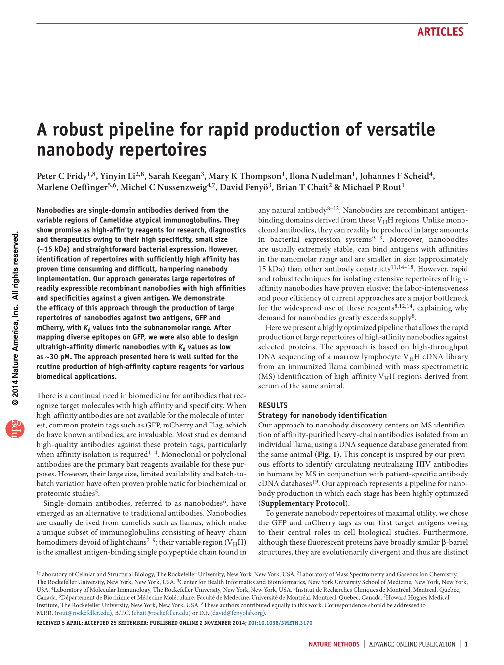 A Robust Pipeline for Rapid Production of Versatile Nanobody Repertoires