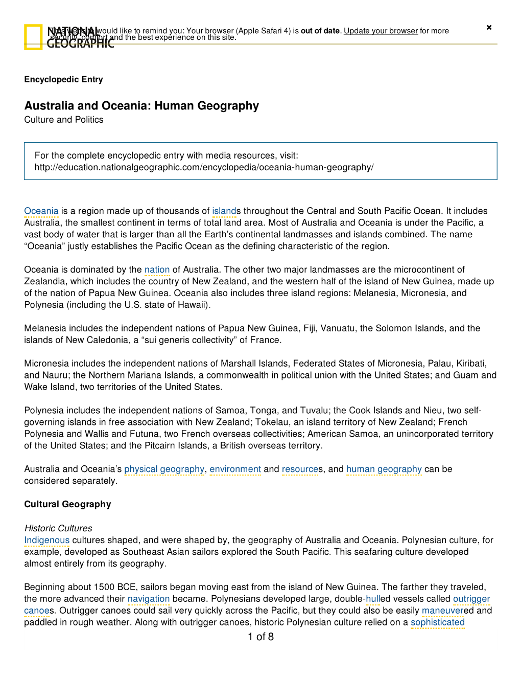 Australia and Oceania: Human Geography ×