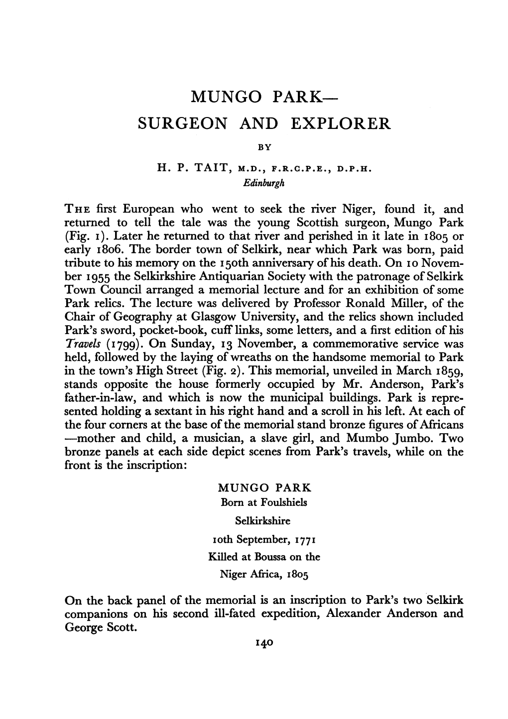 Mungo Park- Surgeon and Explorer by H