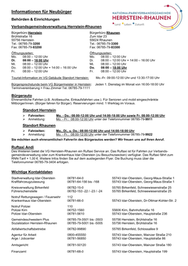 Infoblatt Für Neubürger Der Nationalparkverbandsgemeinde