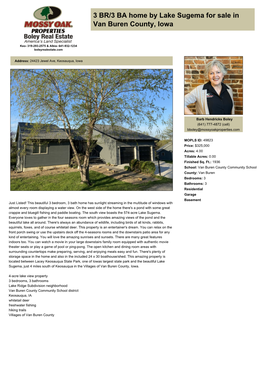 3 BR/3 BA Home by Lake Sugema for Sale in Van Buren County, Iowa