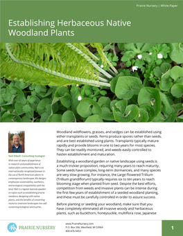 Establishing Herbaceous Native Woodland Plants