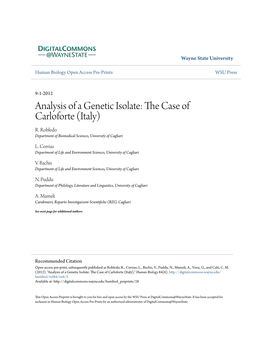 The Case of Carloforte (Italy)