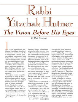 Rabbi Yitzchak Hutner the Vision Before His Eyes by Matis Greenblatt